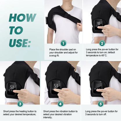 Cordless Electric Heated Vibration Shoulder Brace with Thermal Compress