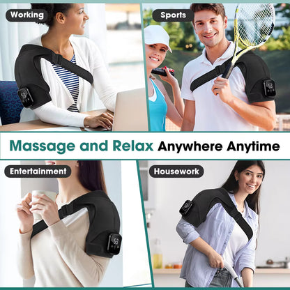 Cordless Electric Heated Vibration Shoulder Brace with Thermal Compress