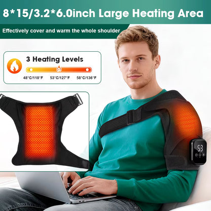 Cordless Electric Heated Vibration Shoulder Brace with Thermal Compress