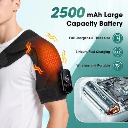 Cordless Electric Heated Vibration Shoulder Brace with Thermal Compress