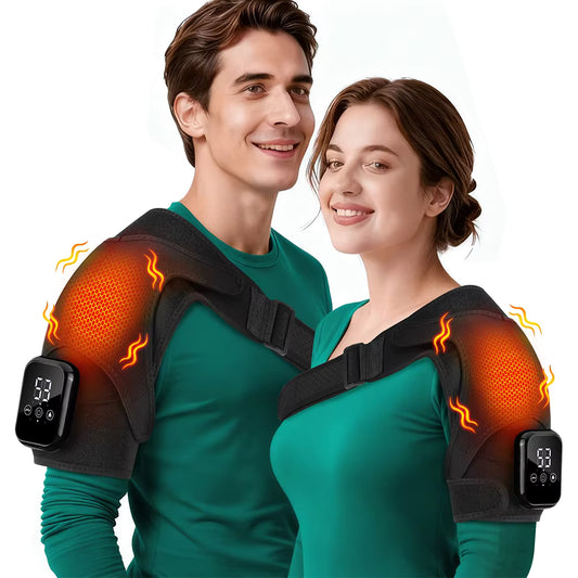 Cordless Electric Heated Vibration Shoulder Brace with Thermal Compress