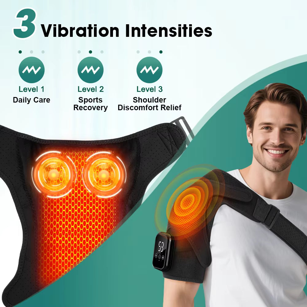 Cordless Electric Heated Vibration Shoulder Brace with Thermal Compress